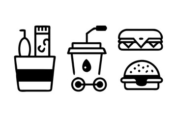 Fast food icons representing a meal isolated on
