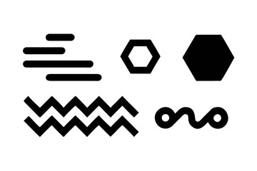 Geometric shapes isolated on, black design elements set