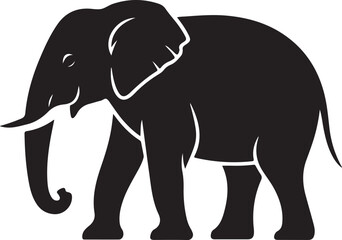 Obraz premium Silhouette of an african elephant standing with its trunk curled