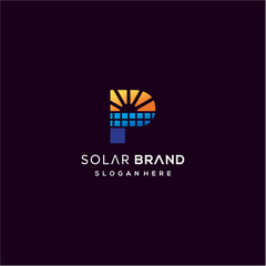 Solar Letter P Logo Design Vector Template