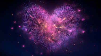 2026 New Year Fireworks Heart – Romantic Pink Celebration Background