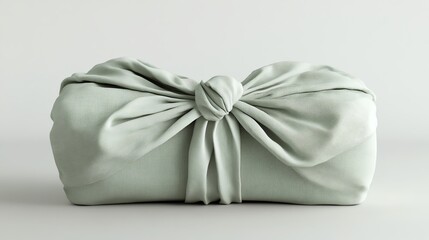 Soft fabric-wrapped gift secured with knot, gift wrapping, eco-friendly textile style