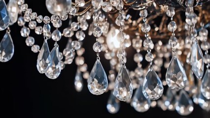 Close-up of intricate crystal chandelier - Powered by Adobe