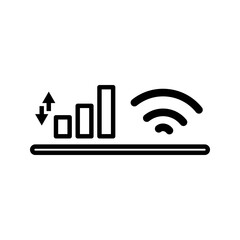 Wireless WiFi and Network Signal Icon Black simple icon of WiFi and mobile signal connection showing upload and download speed indicator. Minimalist communication symbol for internet, network connecti