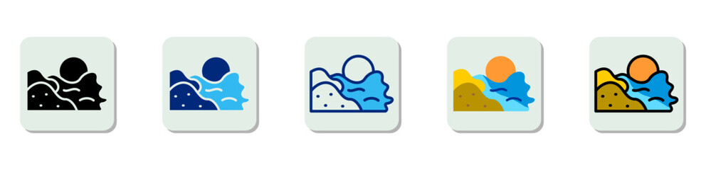 Beach Vacation Icon Multi Style Vector Illustration