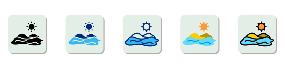 Island Icon Multi Style Vector Illustration