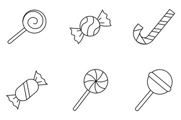 Candy icon set 6 on white background