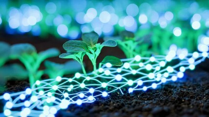 Innovative Plant Growth with Network Technology in Vibrant Green Environment - Powered by Adobe