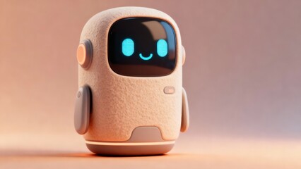 Ai mental health companion concept. Cute robot with a friendly face and textured design.