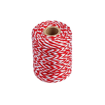 Red and white bakers twine spool