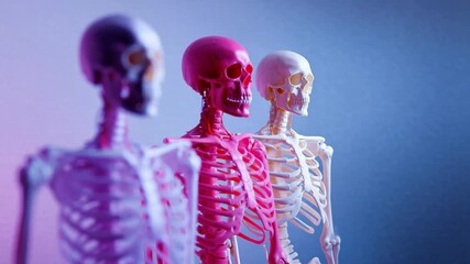 Colorful plastic skeleton models for educational and decorative use