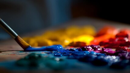 Creative Hand Painting with Vibrant Colors on Palette for Art Enthusiasts