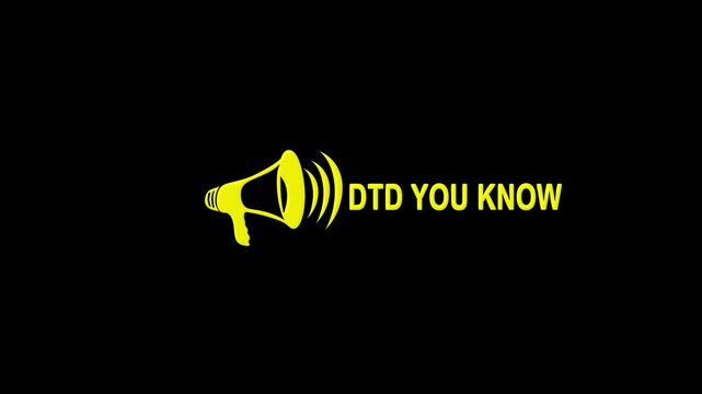 Yellow megaphone icon with sound waves next to the text DTDYOUKNOW on a black background loudspeaker