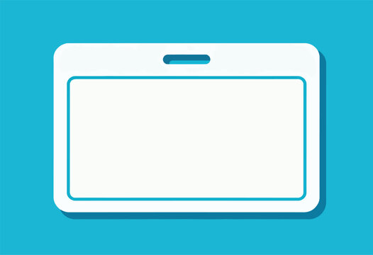 A minimalist blue and white image, featuring a white id card with a shadow against a teal background - Powered by Adobe