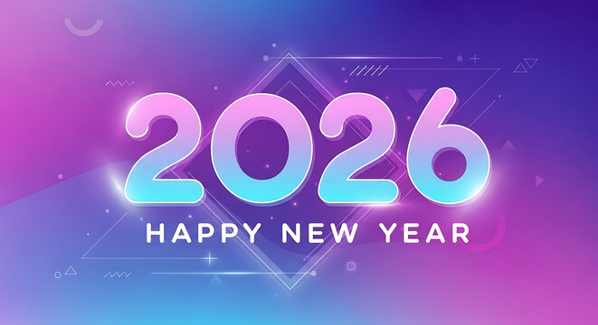 Happy New Year 2026 Modern Gradient Background Design - Powered by Adobe