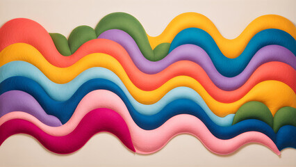 Colorful abstract wavy textured fabric lines background design