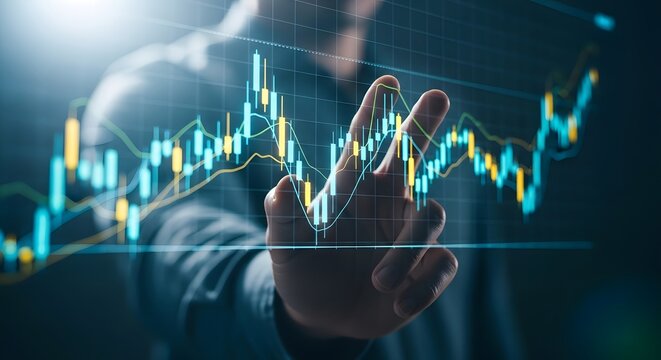 Trader analyzing stock market data financial investment chart business analysis and digital technolo