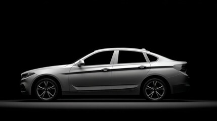 chassis. A sleek modern automobile is showcased in profile on a black background. mobility guides, transit brochures, designed for mobility and urban transit guides, used by operations managers.
