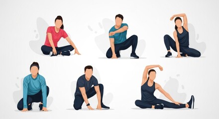 Group of Diverse People Performing Yoga Poses in Studio with Bright Lighting