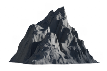 Jagged grey mountain peak isolated on a transparent background