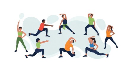 Group of Diverse People Performing Yoga Poses in Bright Studio