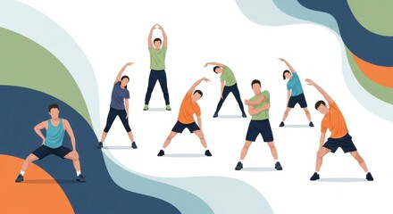 Group of Diverse People Exercising Yoga Stretching in Bright Modern Studio