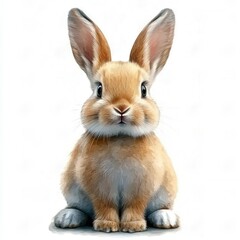 Cute Watercolor Rabbit Illustration in Soft Tones Perfect for Children's Art and Decor