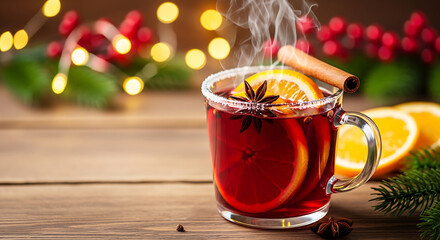 Christmas mulled wine with spices and oranges festive cocktail 10904925 1
