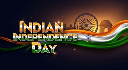 Indian Independence Day Celebration Patriotic Background With Ashoka Chakra & India Gate Design