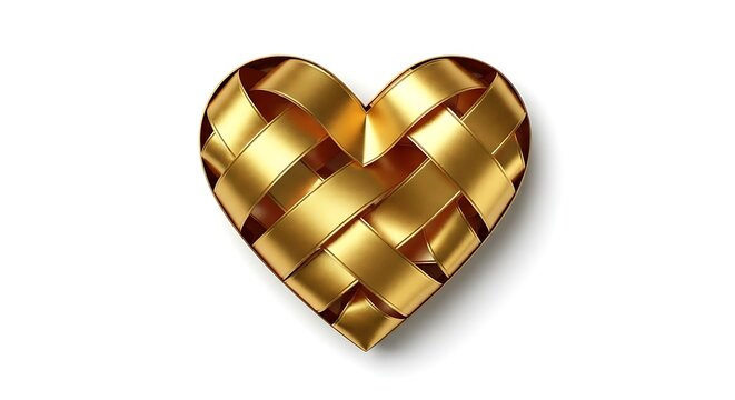 Golden Woven Heart Symbol Luxurious Love and Romance Icon