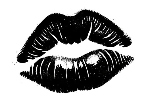 Black Lips SVG, Kiss Mark SVG, Lip Print Silhouette, Grunge Lips Cut File, Sexy Lips PNG DXF