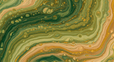 Captivating green and beige liquid acrylic paint blend with gold glitter creating a modern vibrant d 86718272 1