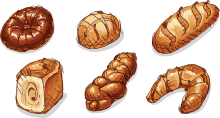 Hand-Drawn Bakery Bread Set