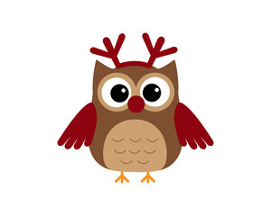 Cute Christmas Owl with Antlers