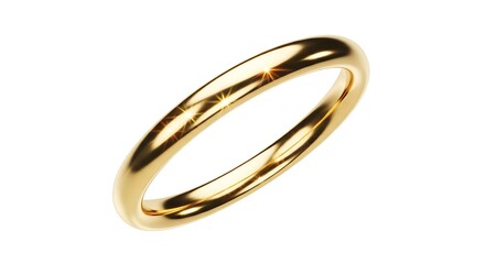 Elegant Plain Gold Wedding Band Ring Isolated on White Background Symbol of Love and Commitment