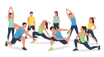 Group of Fit Young People Performing Yoga Poses in Studio with Bright Lighting