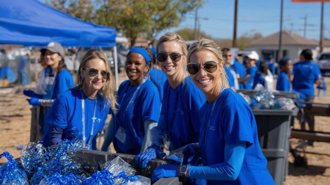 Community Service Smiles: A vibrant group of volunteers, united in purpose, radiating warmth and goodwill while dedicating their time and effort to serve their community.