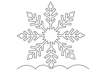 Snowflake artistic single line outline in modern minimalist illustration