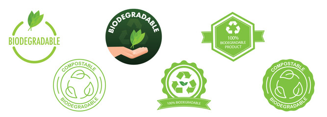 Organic Nature Badge Pack ,Bio, Reuse, Earth , Environmental Vector Design, Eco Product Label Icons, Leaf, Recycle, Compost ,Sustainable Outline Set