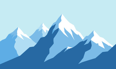 Snowy Mountain Peaks in Winter Landscape.