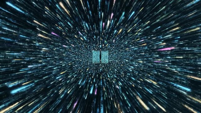 Digital tunnel of binary code.