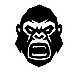 Aggressive Gorilla Head Silhouette – Bold Symmetrical Vector Mascot Design