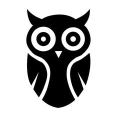 Geometric Owl Silhouette – Minimalist Symmetrical Vector Icon of Wisdom