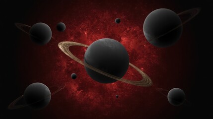 A cosmic dance of planets against a backdrop of nebula dust