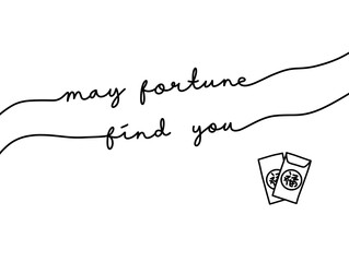 Inspirational quote with minimalist design and fortune cookie illustration