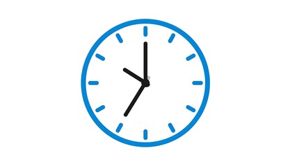 Clock face showing the time as ten minutes to seven.