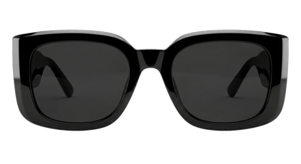 Black oversized sunglasses isolated on transparent background, a stylish fashion accessory