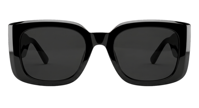 Black oversized sunglasses isolated on transparent background, a stylish fashion accessory