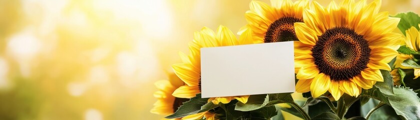 Bright sunflowers with a blank card for personalized messages.