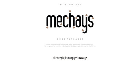Mechays Abstract minimal modern alphabet fonts. Typography technology vector illustration.